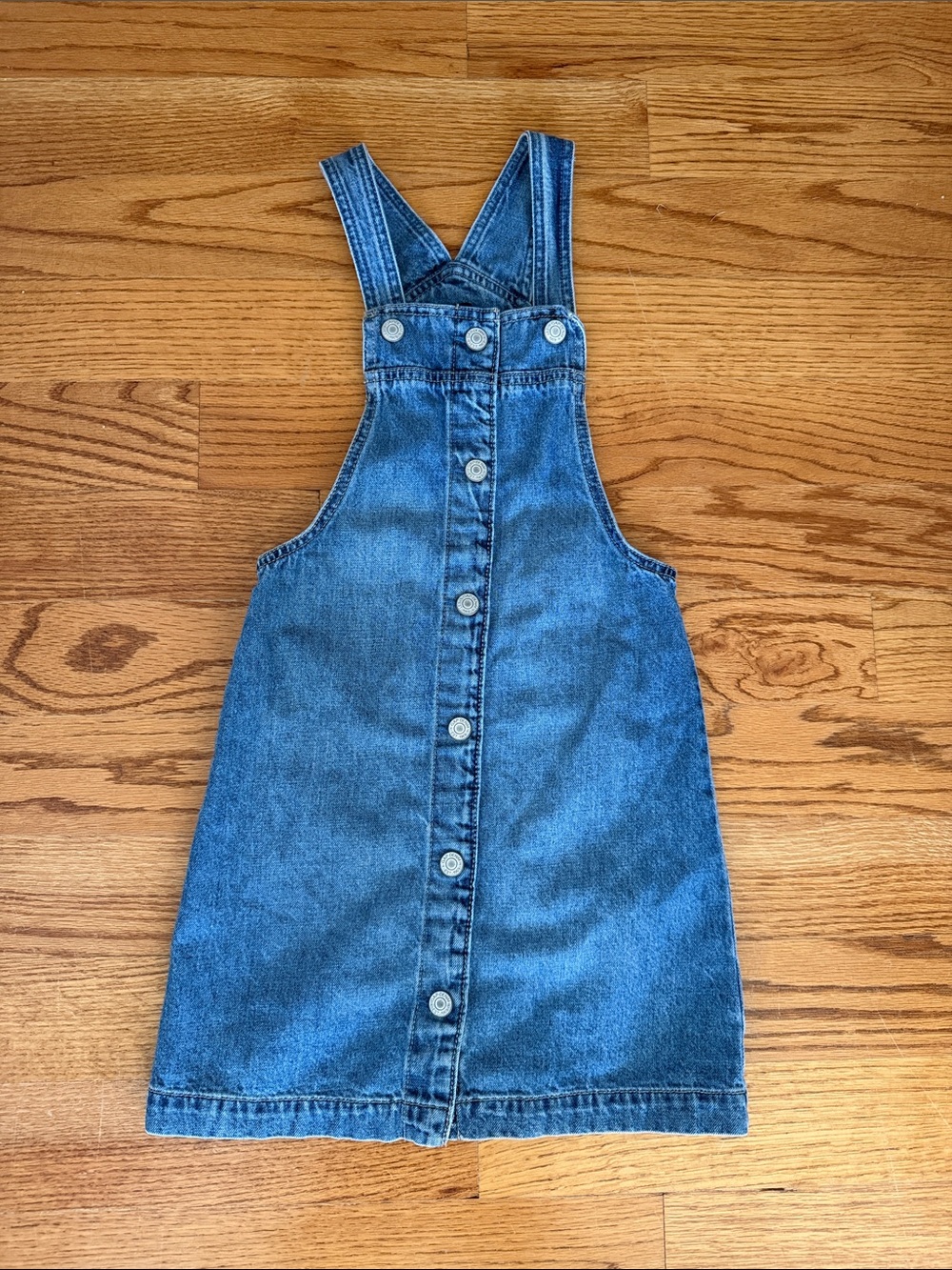 GAP Denim Button-Front Kids Pinafore Dress in Blue